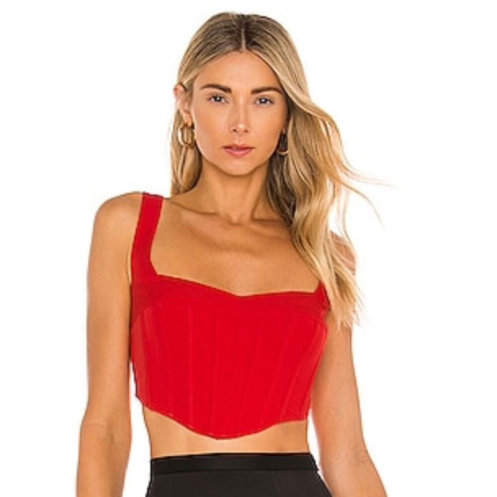 Bardot Mini Satin Corset Bustier Crop Top in Fire Red Size X-Small Gently Used